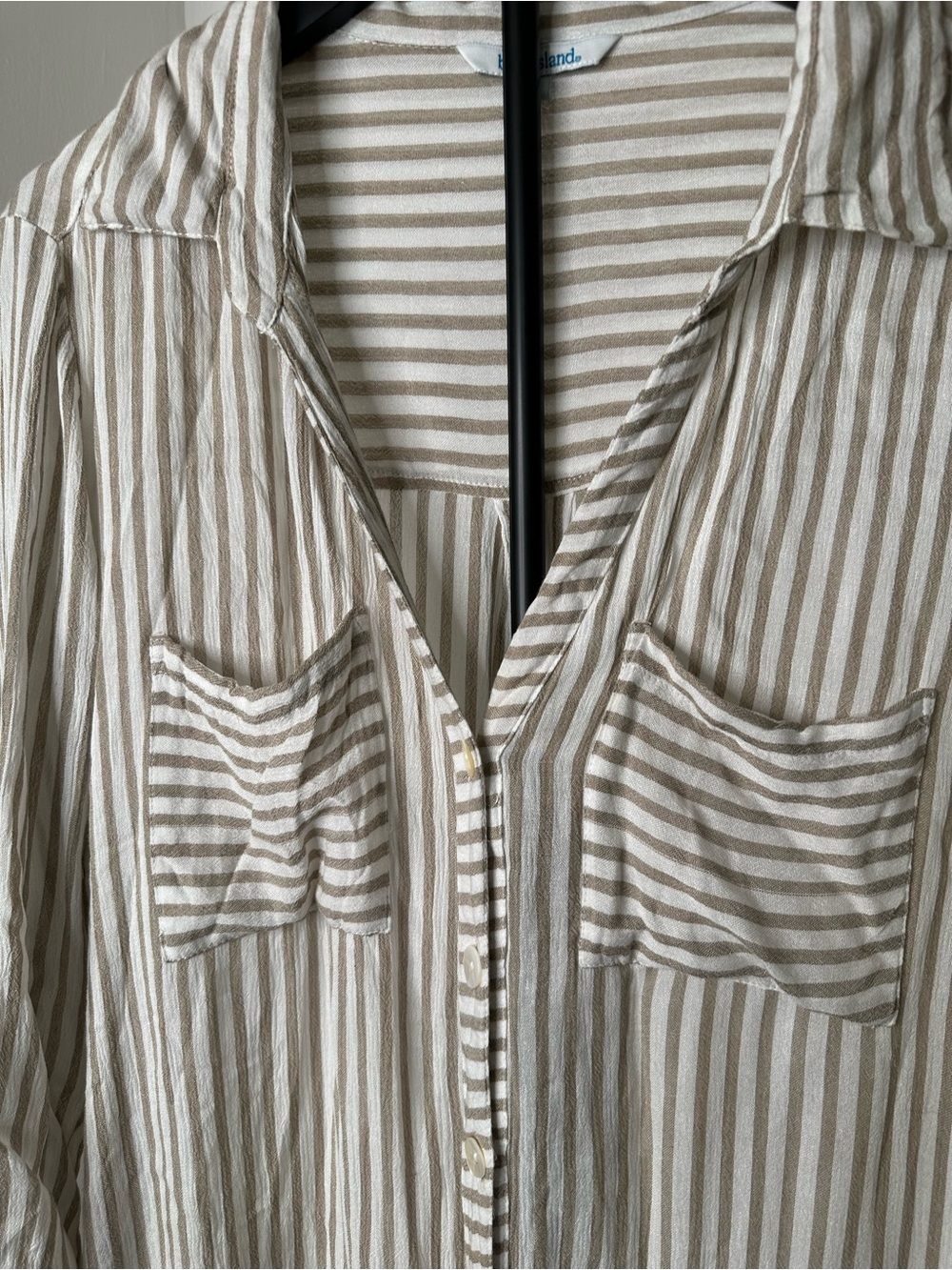 Blue Island Striped Roll Tab Tunic Shirt Dress Cover Up Size L - Picture 6 of 8